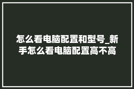 怎么看电脑配置和型号_新手怎么看电脑配置高不高