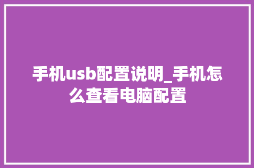 手机usb配置说明_手机怎么查看电脑配置