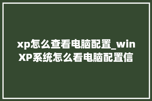 xp怎么查看电脑配置_winXP系统怎么看电脑配置信息 编程语言