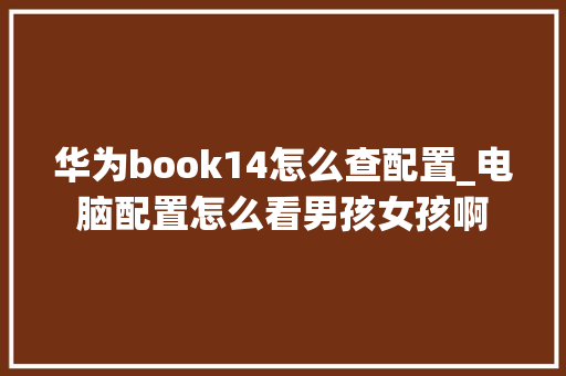 华为book14怎么查配置_电脑配置怎么看男孩女孩啊 网络技术