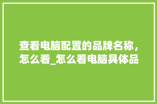 查看电脑配置的品牌名称，怎么看_怎么看电脑具体品牌配置参数