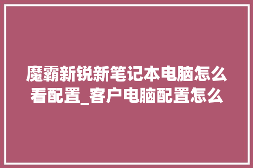魔霸新锐新笔记本电脑怎么看配置_客户电脑配置怎么看型号