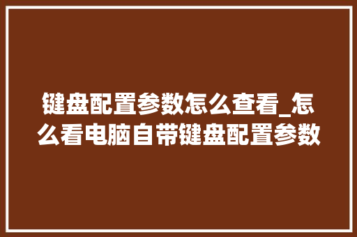 键盘配置参数怎么查看_怎么看电脑自带键盘配置参数