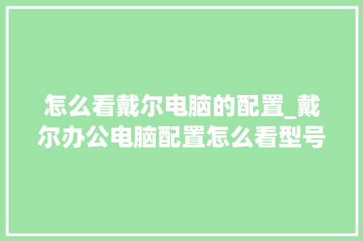 怎么看戴尔电脑的配置_戴尔办公电脑配置怎么看型号