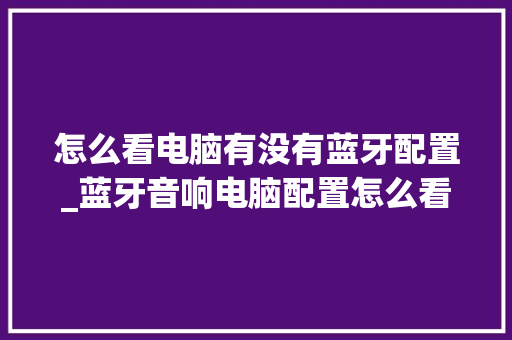 怎么看电脑有没有蓝牙配置_蓝牙音响电脑配置怎么看的