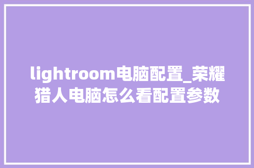 lightroom电脑配置_荣耀猎人电脑怎么看配置参数