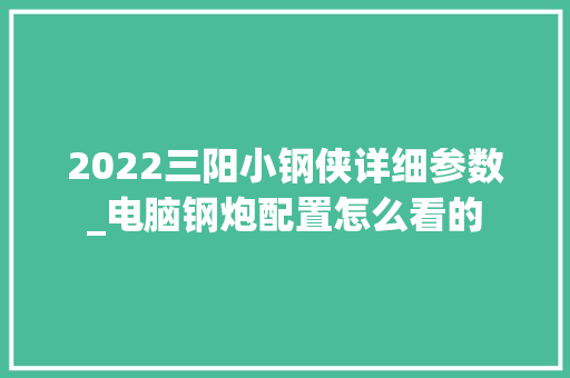 2022三阳小钢侠详细参数_电脑钢炮配置怎么看的