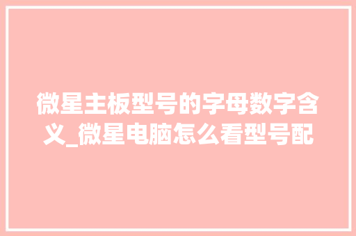 微星主板型号的字母数字含义_微星电脑怎么看型号配置参数