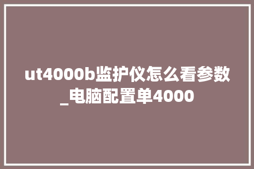 ut4000b监护仪怎么看参数_电脑配置单4000