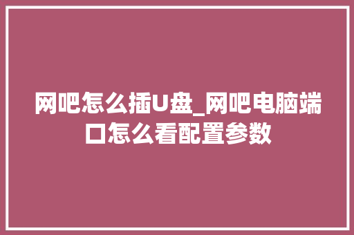 网吧怎么插U盘_网吧电脑端口怎么看配置参数