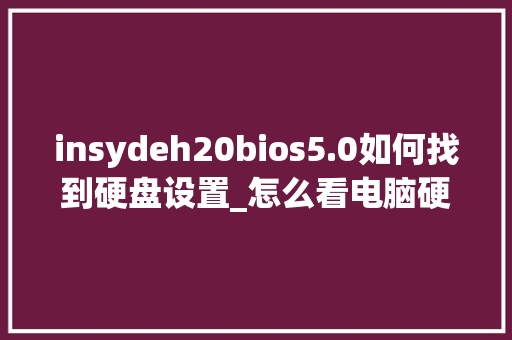insydeh20bios5.0如何找到硬盘设置_怎么看电脑硬盘信息配置参数