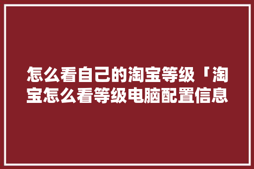 怎么看自己的淘宝等级「淘宝怎么看等级电脑配置信息」