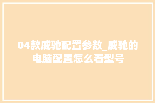 04款威驰配置参数_威驰的电脑配置怎么看型号