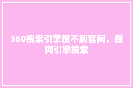 360搜索引擎搜不到官网，搜狗引擎搜索