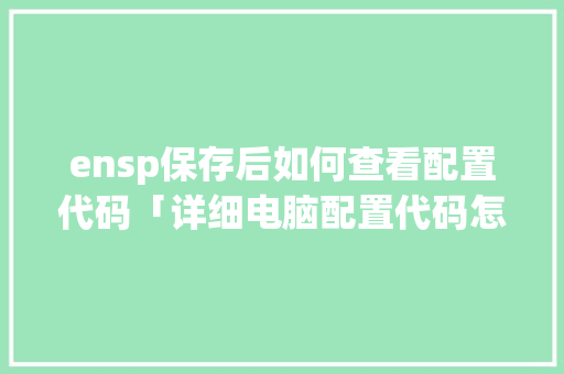 ensp保存后如何查看配置代码「详细电脑配置代码怎么看的」