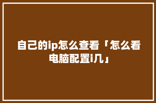 自己的ip怎么查看「怎么看电脑配置i几」 自己的ip怎么查看「怎么看电脑配置i几」 电脑故障维修
