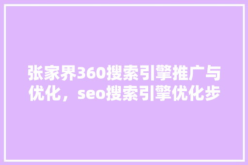 张家界360搜索引擎推广与优化，seo搜索引擎优化步骤