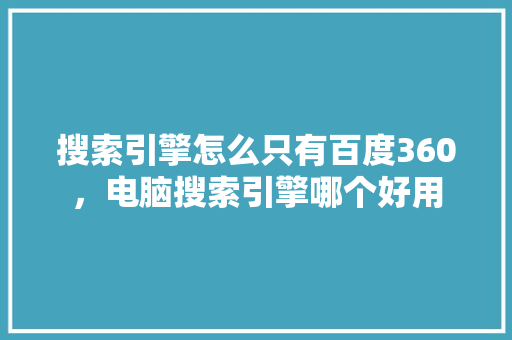 搜索引擎怎么只有百度360，电脑搜索引擎哪个好用