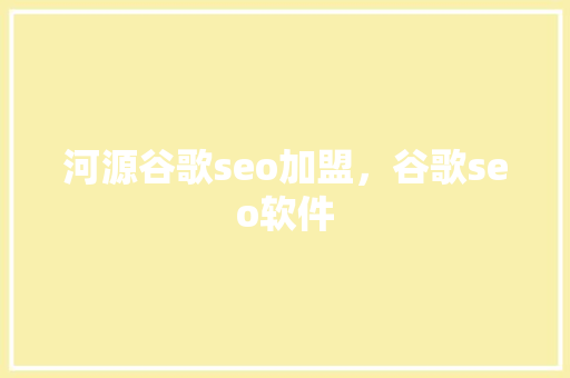 河源谷歌seo加盟，谷歌seo软件