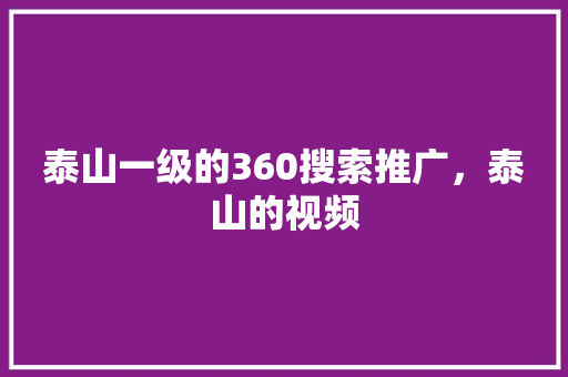 泰山一级的360搜索推广，泰山的视频