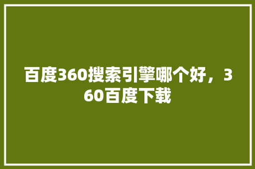 百度360搜索引擎哪个好，360百度下载