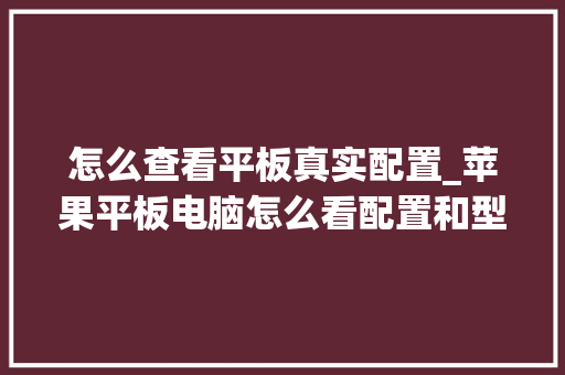 怎么查看平板真实配置_苹果平板电脑怎么看配置和型号