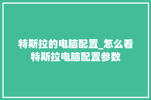 特斯拉的电脑配置_怎么看特斯拉电脑配置参数