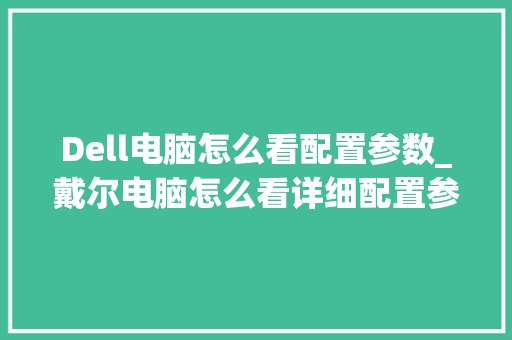Dell电脑怎么看配置参数_戴尔电脑怎么看详细配置参数 电脑配置