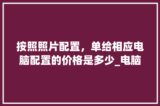 按照照片配置，单给相应电脑配置的价格是多少_电脑配置怎么看单价表图片