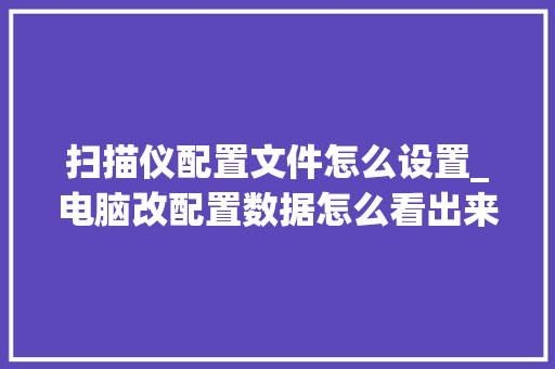 扫描仪配置文件怎么设置_电脑改配置数据怎么看出来