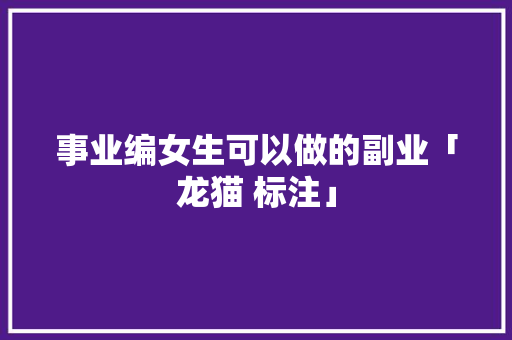 事业编女生可以做的副业「龙猫 标注」