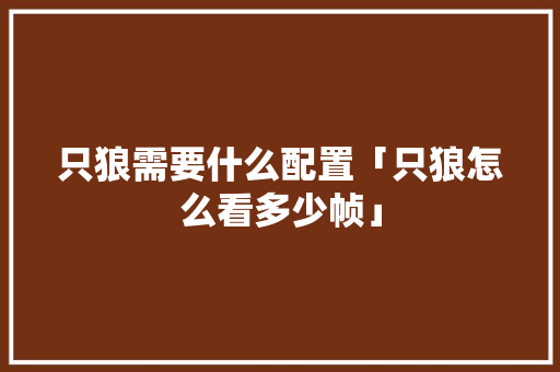 只狼需要什么配置「只狼怎么看多少帧」 只狼需要什么配置「只狼怎么看多少帧」 操作系统
