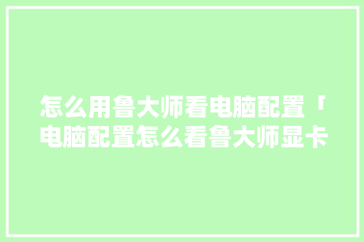 怎么用鲁大师看电脑配置「电脑配置怎么看鲁大师显卡」 网络技术 怎么用鲁大师看电脑配置「电脑配置怎么看鲁大师显卡」 怎么用鲁大师看电脑配置「电脑配置怎么看鲁大师显卡」 网络技术