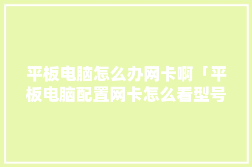 平板电脑怎么办网卡啊「平板电脑配置网卡怎么看型号」 平板电脑怎么办网卡啊「平板电脑配置网卡怎么看型号」 编程语言