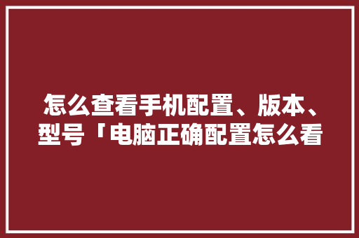 怎么查看手机配置、版本、型号「电脑正确配置怎么看型号啊」
