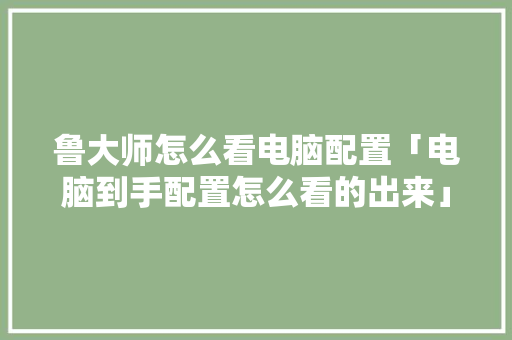鲁大师怎么看电脑配置「电脑到手配置怎么看的出来」 鲁大师怎么看电脑配置「电脑到手配置怎么看的出来」 电脑基础