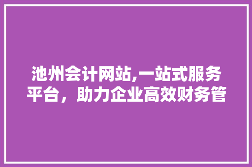 池州会计网站,一站式服务平台，助力企业高效财务管理 池州会计网站,一站式服务平台，助力企业高效财务管理 电脑基础