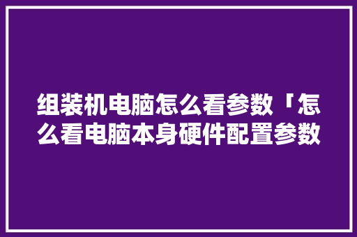 组装机电脑怎么看参数「怎么看电脑本身硬件配置参数」 组装机电脑怎么看参数「怎么看电脑本身硬件配置参数」 操作系统