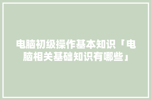 电脑初级操作基本知识「电脑相关基础知识有哪些」 电脑初级操作基本知识「电脑相关基础知识有哪些」 编程语言